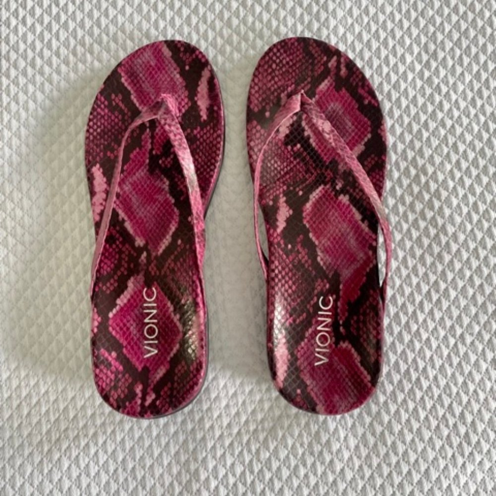Vionic Corfu Snake Skin Flip Flops - New Without Tags